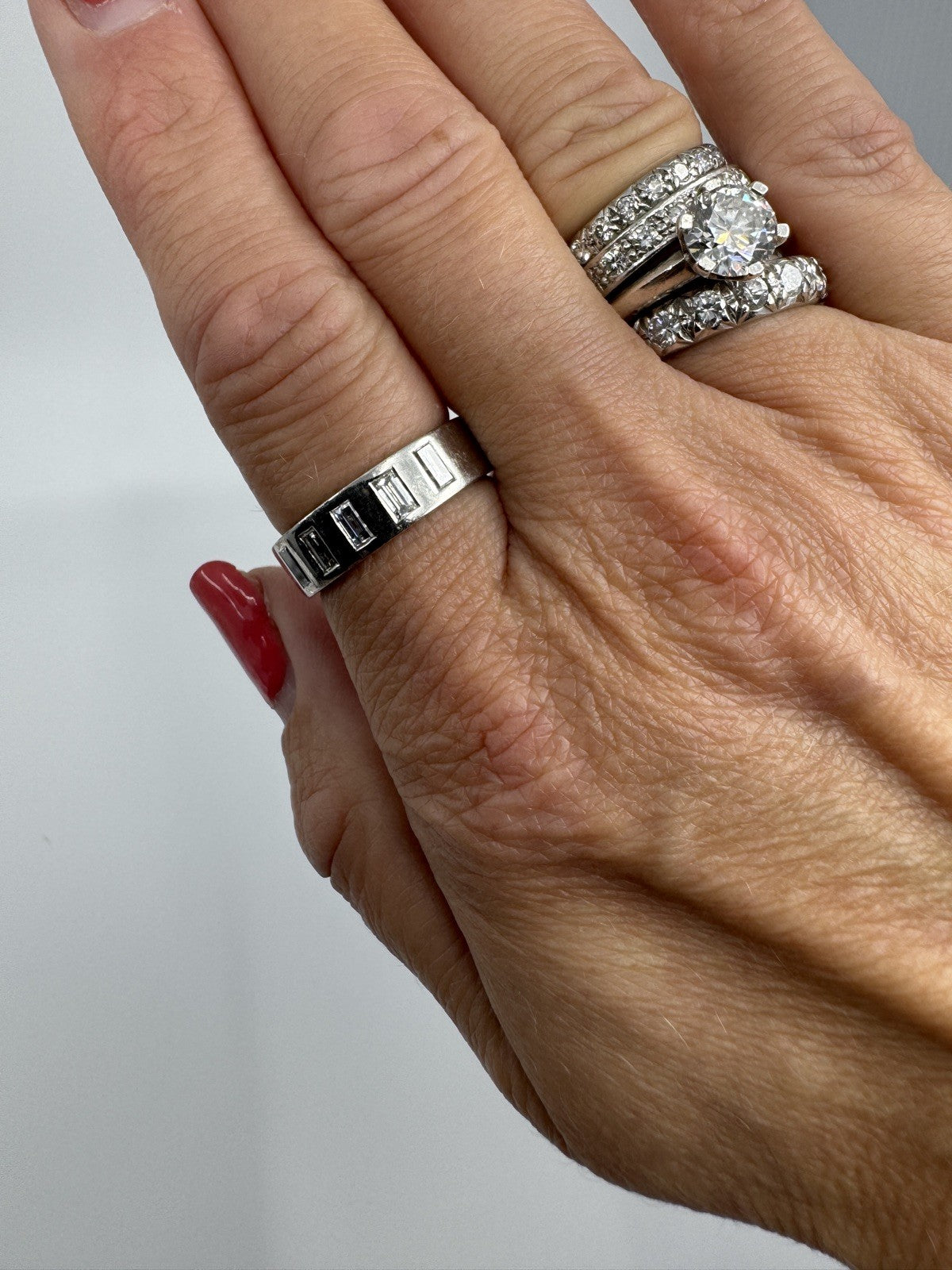 Chunky Platinum 0.90ct Diamond Baguette Cut Band / Ring 950 Size P UNISEX