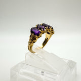 Vintage 9ct Gold 0.50ct Amethyst Half Hoop Band Ring Size L - M 3.7g 1972