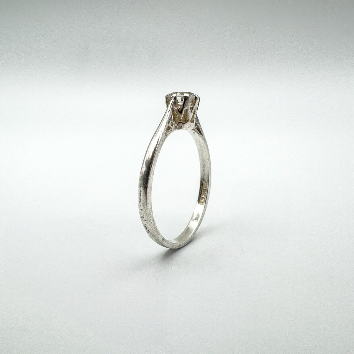 Vintage 0.25ct CZ Solitaire Ring in Sterling Silver Size L - M