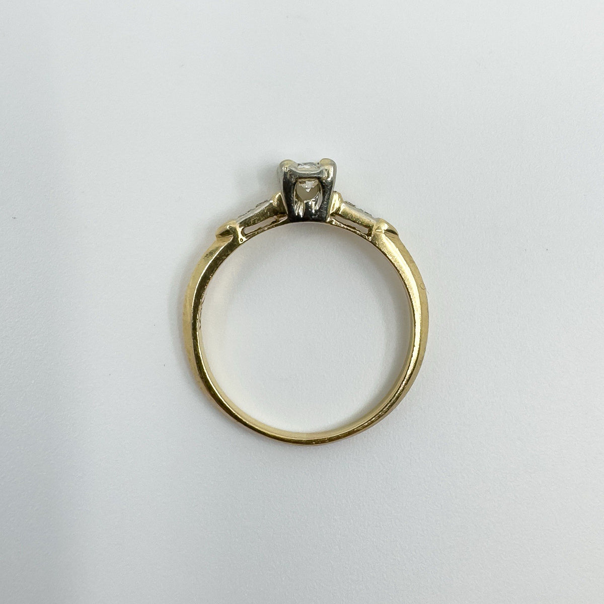 Vintage 14ct Gold 0.25ct Diamond Solitaire Ring 585 Size M 1/2