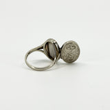 Vintage Sterling Silver Engraved Secret Locket Ring 925 Size P