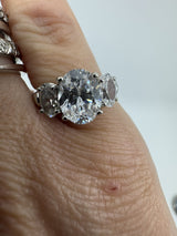 Chunky 9ct White Gold 2.30ct CZ Trilogy Engagment Ring 375 Size J
