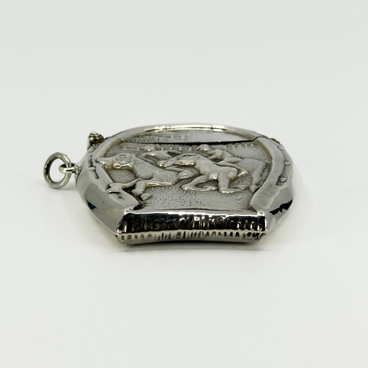 Huge Oversized Chunky Vintage Sterling Silver Equestrain Locket / Vesta Case