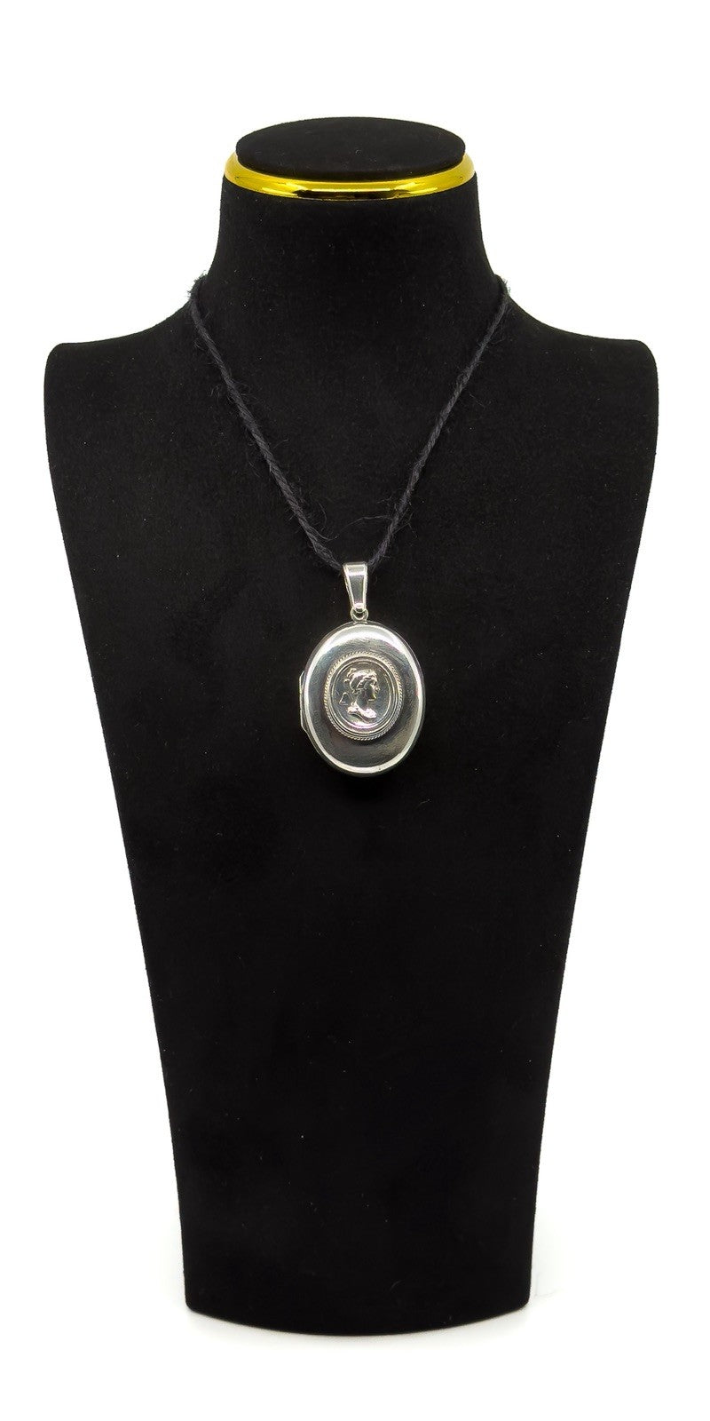 Large Chunky Antique Victorian Sterling Silver Cameo Portrait Locket 925