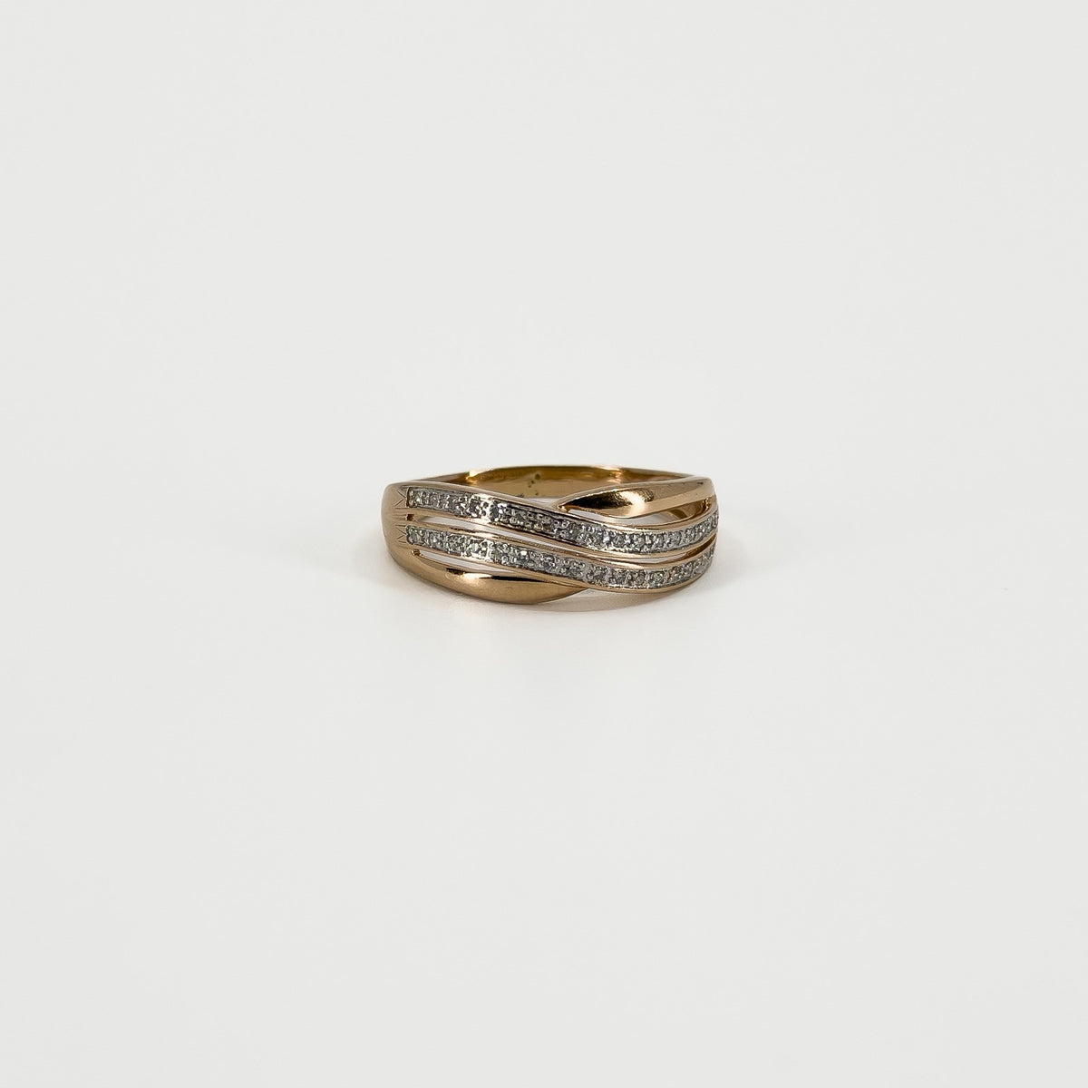 9ct - 10ct Rose Gold Diamond Band / Ring 375 Size P
