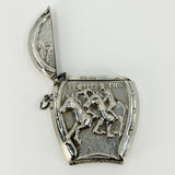 Huge Oversized Chunky Vintage Sterling Silver Equestrain Locket / Vesta Case