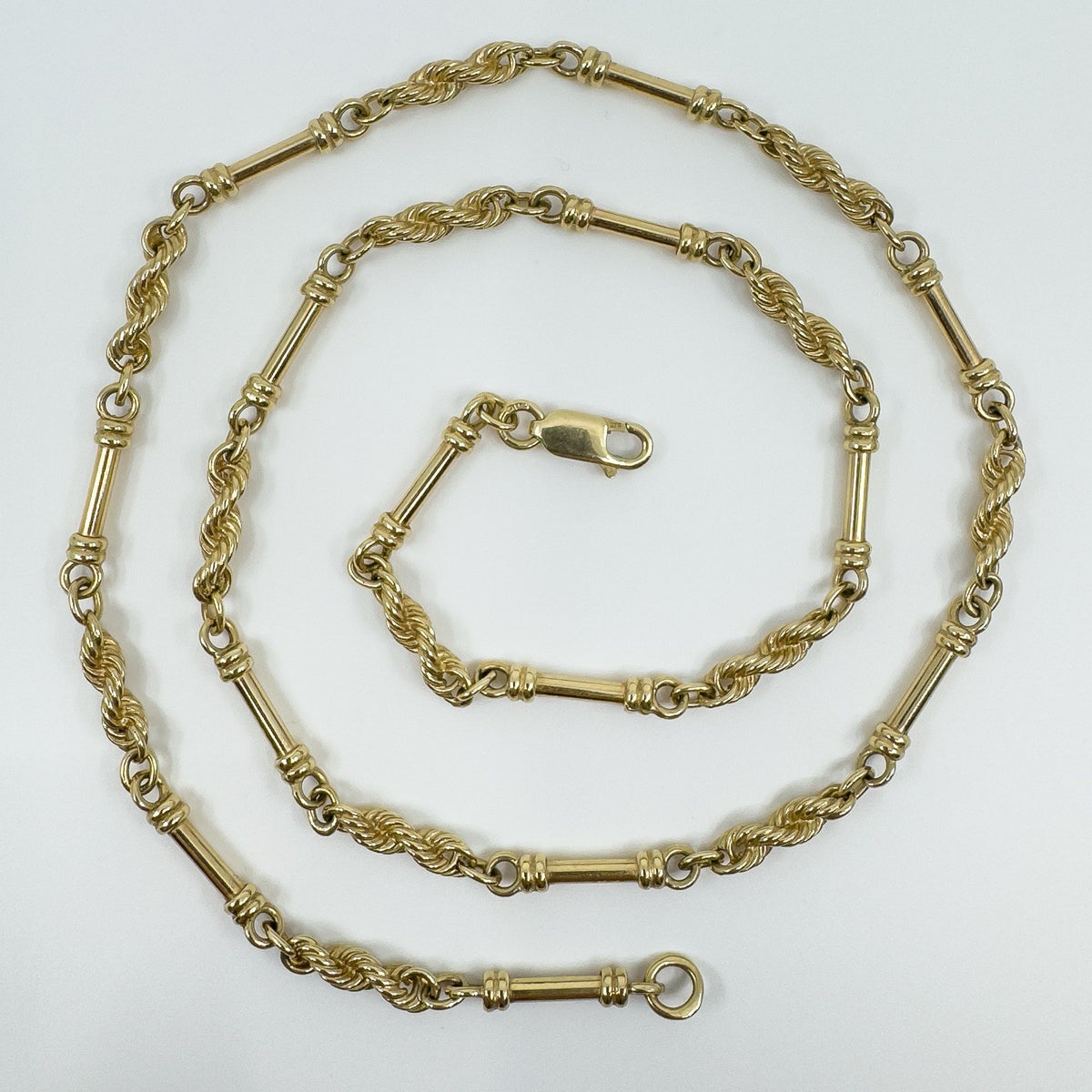 Vintage 9ct Gold 24” Bar & Twisted Links Chain / Necklace 37.5g Fancy Link 1992