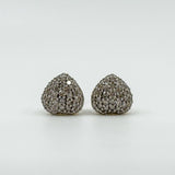 Vintage 9ct Pave Diamond Puffy Heart Stud Earrings 375