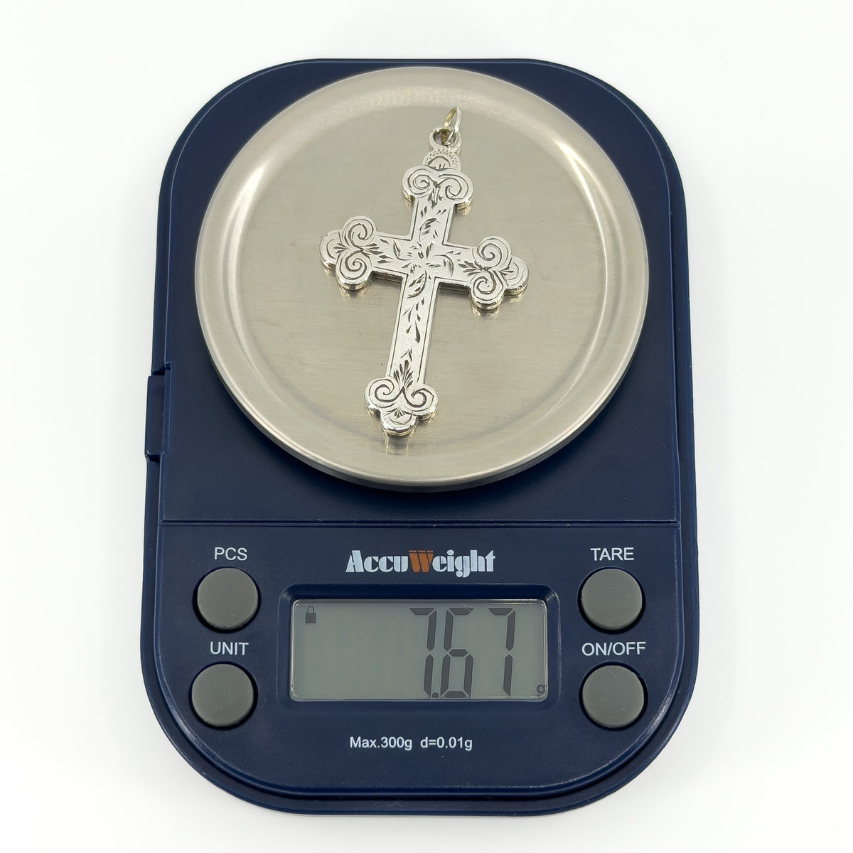 Antique Victorian (1898) Sterling Silver Engraved Christian Cross Pendant 925