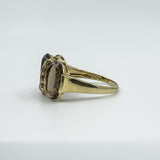 Huge Vintage 9ct Gold Chunky Smokey Quartz Trilogy Size T - U