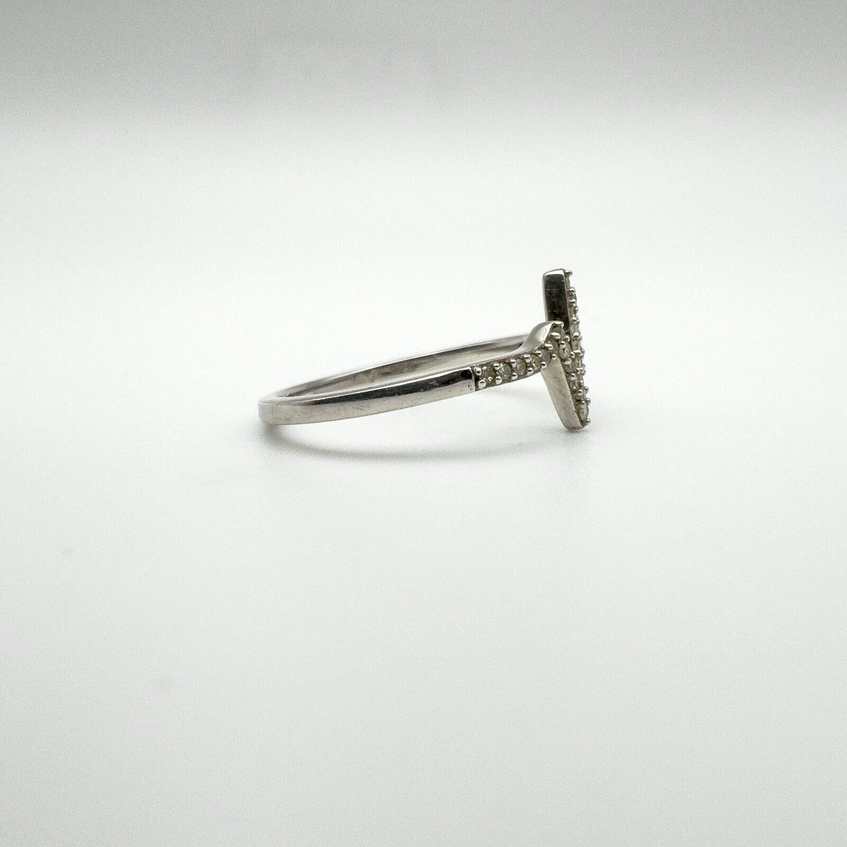 Diamond Heartbeat / Zig Zag Ring in Sterling Silver 925 Size P - Q