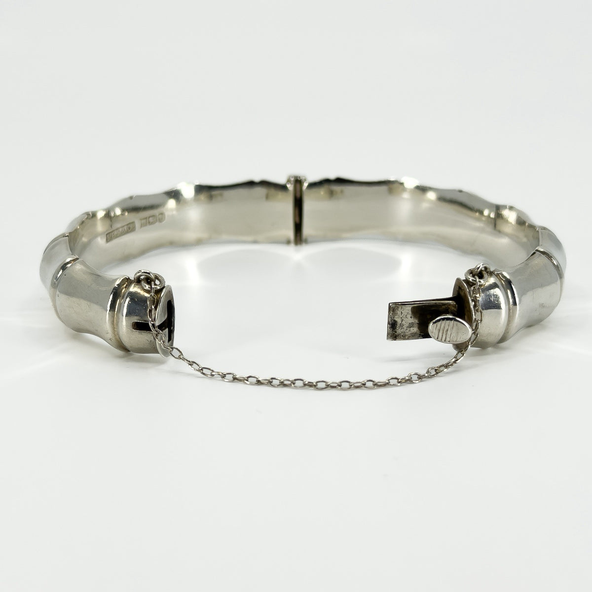 Chunky Vintage Sterling Silver Bamboo Bangle / Bracelet 925 (Birm 1976)