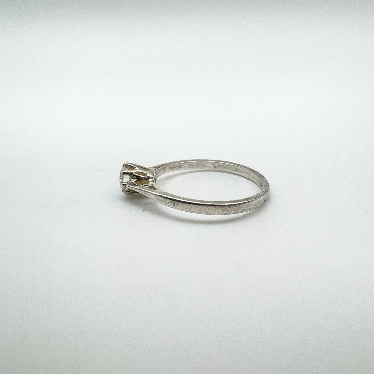 Vintage 0.25ct CZ Solitaire Ring in Sterling Silver Size L - M
