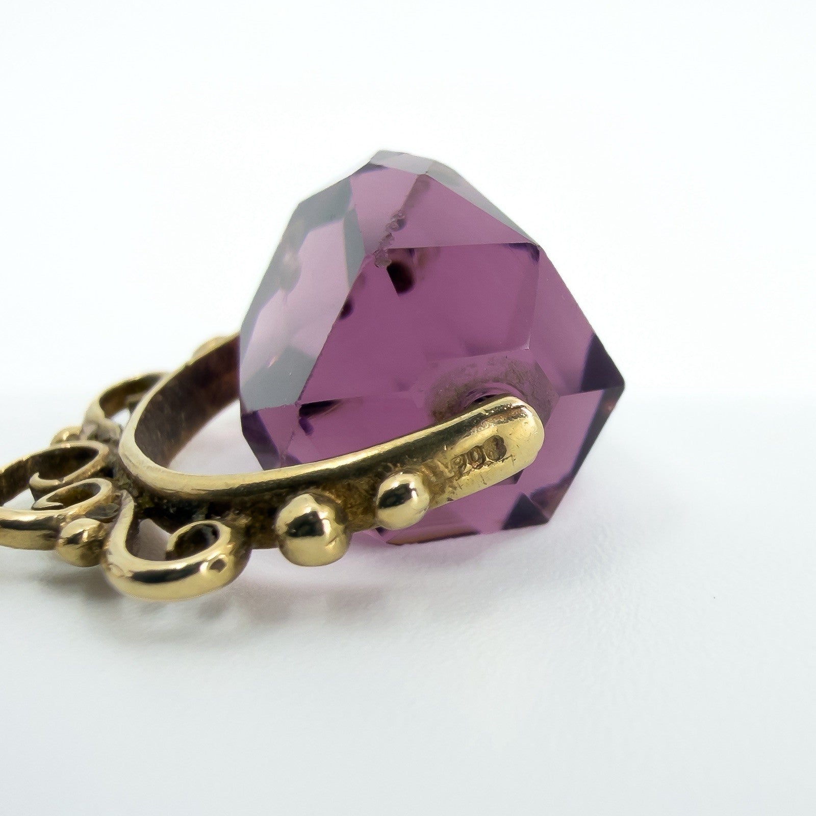 Vintage 9ct Gold Spinning Amethyst Fob / Pendant / Charm 375 (Birm 1965)