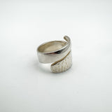 Modernist Snake Ring / Half Hammered Crossover Band in Sterling Silver Size L