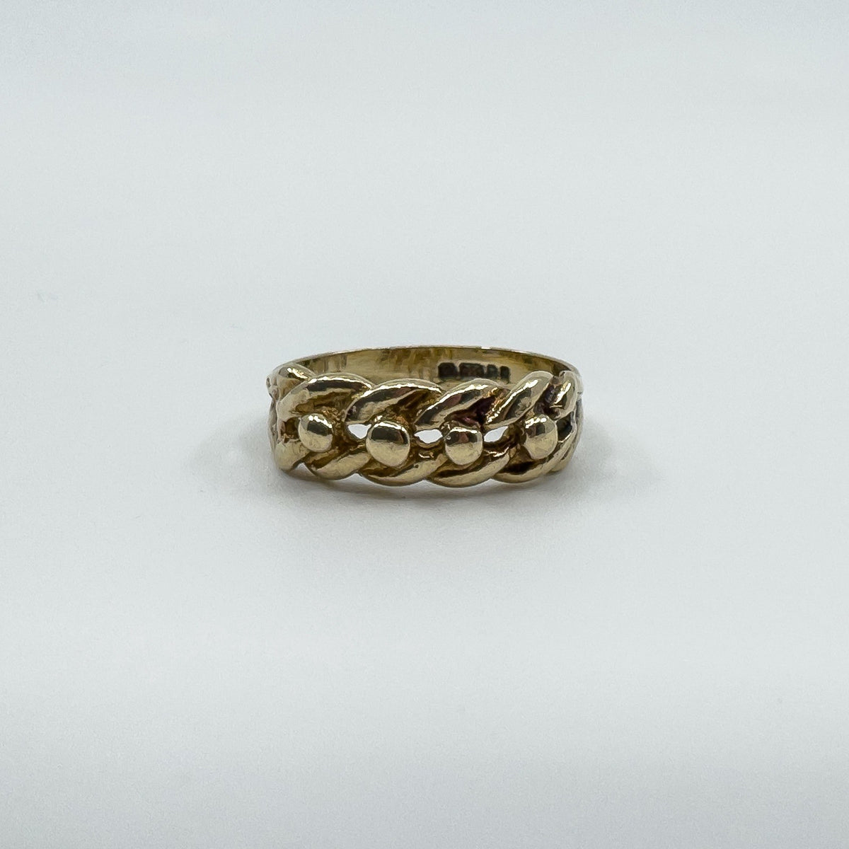 Vintage 9ct Gold Single Row Keeper Ring 375 Size L (London 1979)