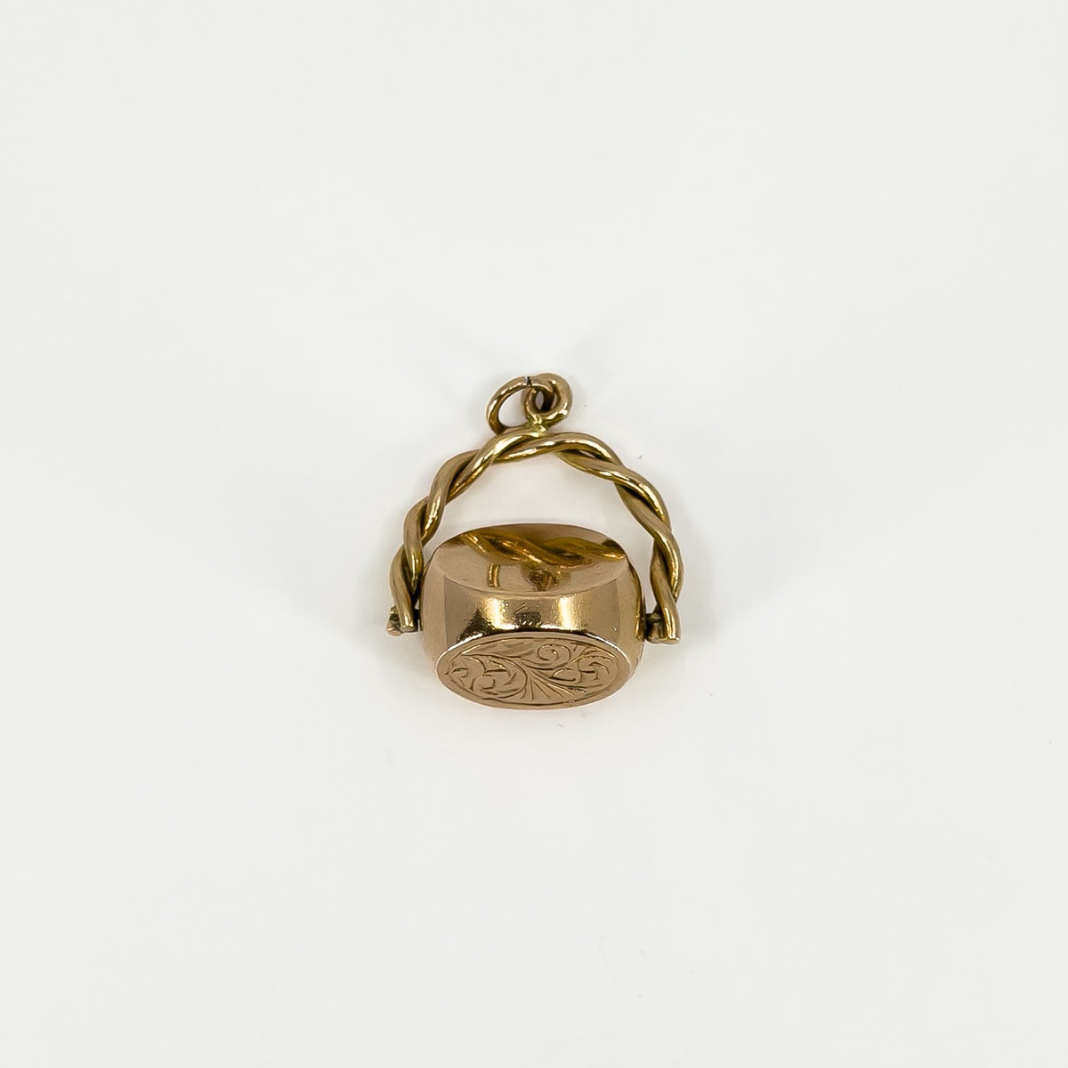 Vintage 9ct Rose Gold Double 3 Sided Spinning Engraved Fob 375 (Birm 1995)