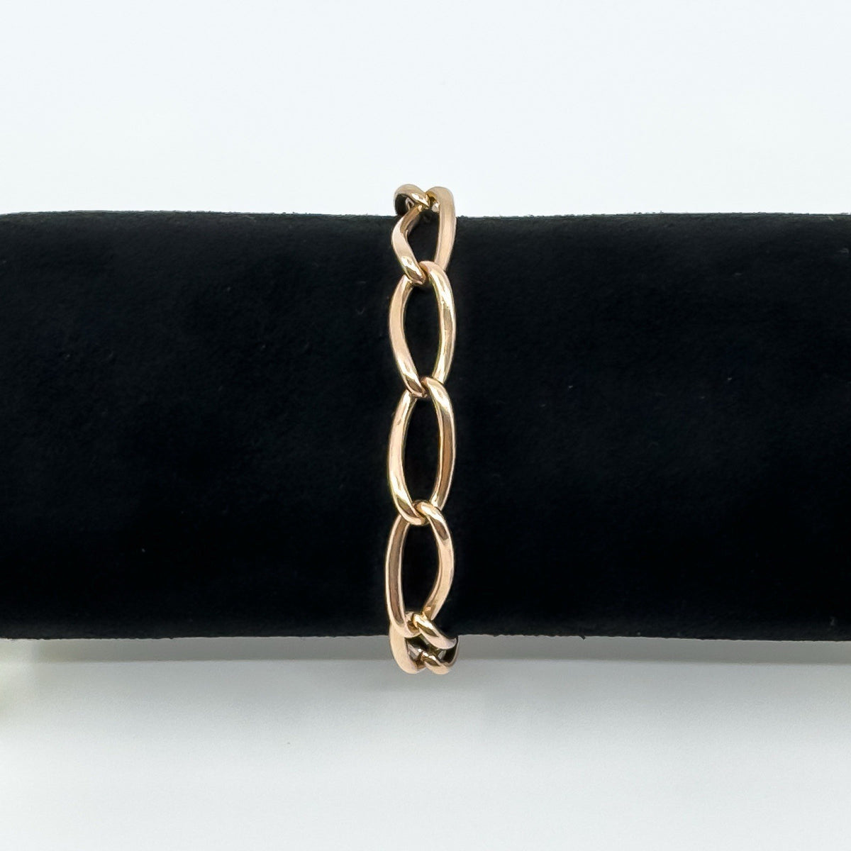 Antique Chunky 9ct Rose Gold Oval Links Bracelet 8" inch