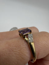 Vintage 9ct Gold 1.75ct Diamond & Amethyst Ring 375 Size R 2004