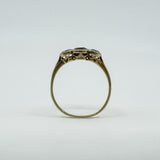 Vintage 18ct Gold 1.10ct Diamond & Sapphire Trilogy Ring 750 Size P