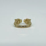 18ct Gold Gem Set Double Panther Head Ring Size O 750