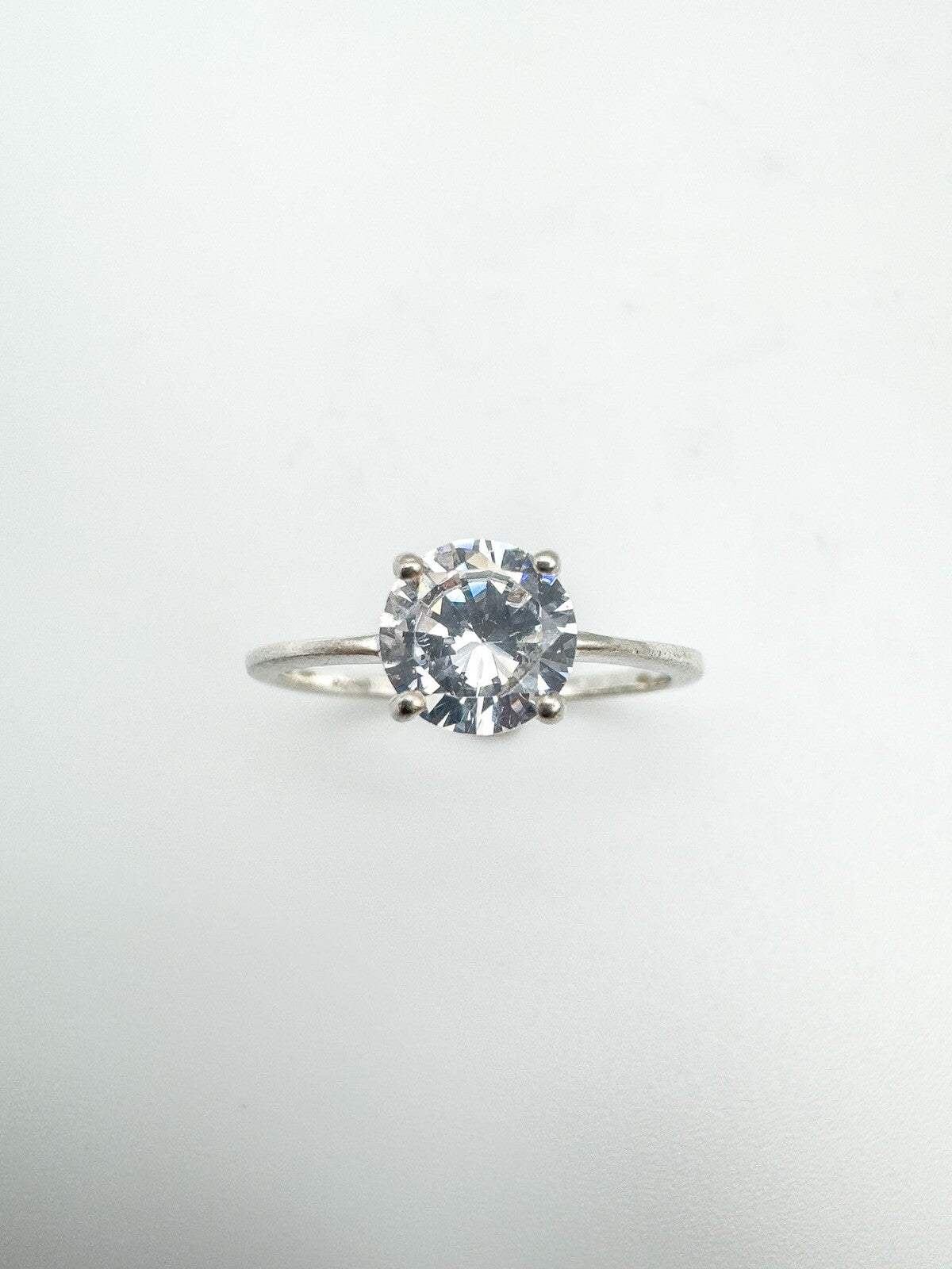 1ct CZ Solitaire Engagement Ring Sterling Silver Size M
