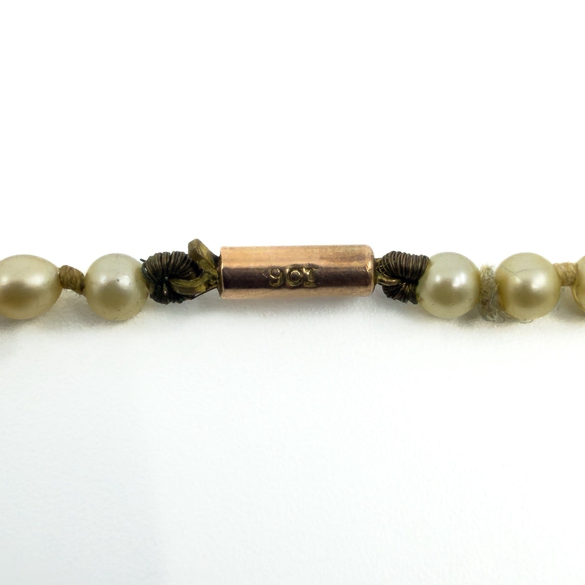 Vintage 9ct Rose Gold Graduated Cultured Pearl 23” Necklace 375