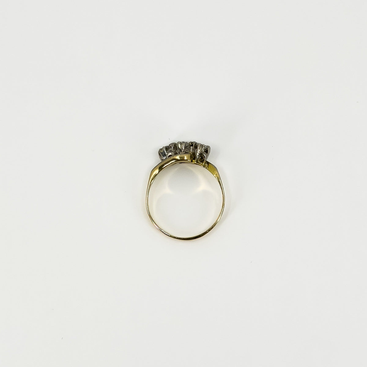 Vintage 18ct Gold & Platinum 0.45ct Diamond Trilogy Ring 750 Size K