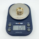 Vintage Chunky 9ct Gold Floral Engraved Buckle Ring 375 Size O 6.2g