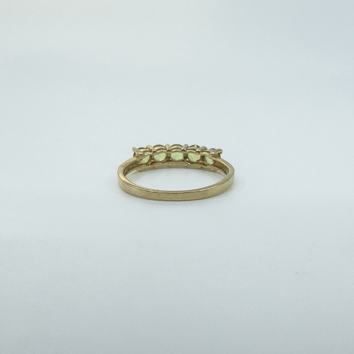 Vintage 9ct Yellow Gold 5x Stone 0.85ct Peridot Ring / Band 375 Size N Birm 2005