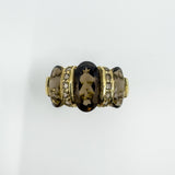 Huge Vintage 9ct Gold Chunky Smokey Quartz Trilogy Size T - U