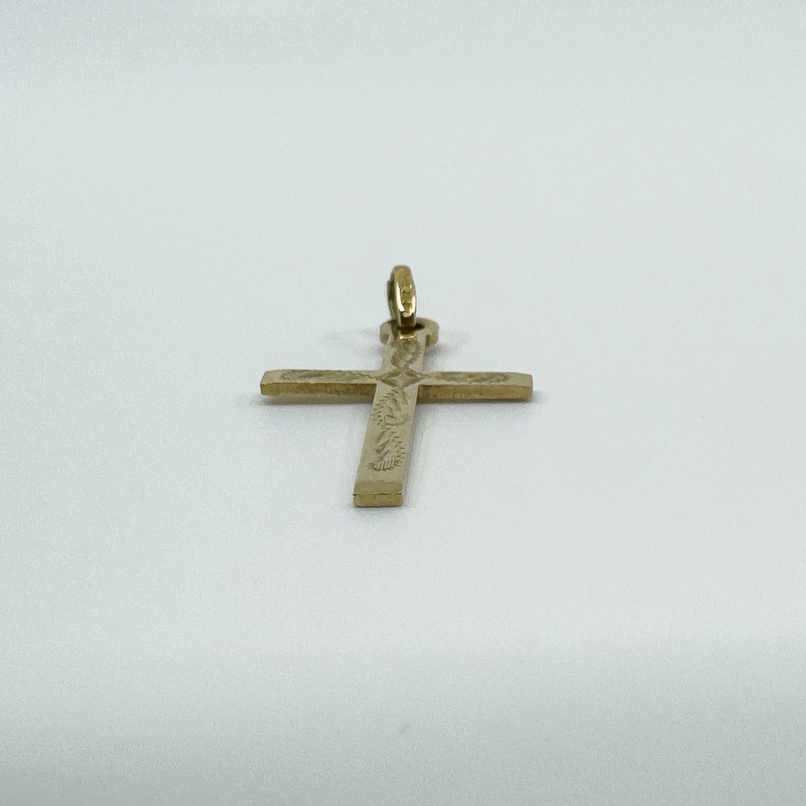 Vintage 9ct Gold Engarved Christian Cross Pendant / Charm 375 Reversible (1994)