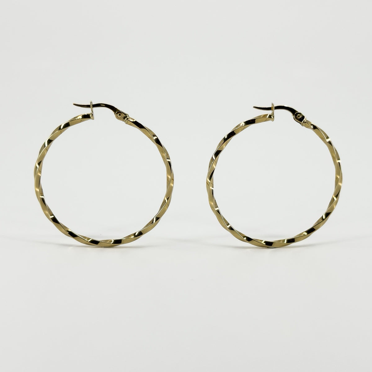 Large Vintage 9ct Gold Twisted Hoop Earrings 375