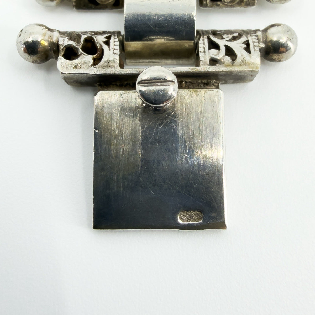 RARE Antique Victorian Sterling Silver Floral Engraved Book Chain Bracelet 925