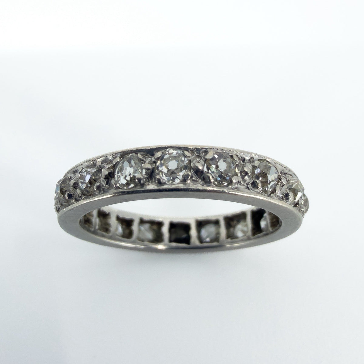 Antique Platinum Old Cut Diamond Full Eternity Band / Ring 950 Size J