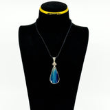 Large Chunky Vintage Blue & Brown Banded Agate Pendant 925 by David Scott Walker