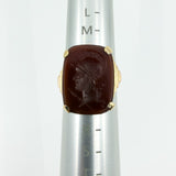 Antique 9ct Gold Left Facing Carved Carnelian Roman Intaglio Ring 375 Size P - Q