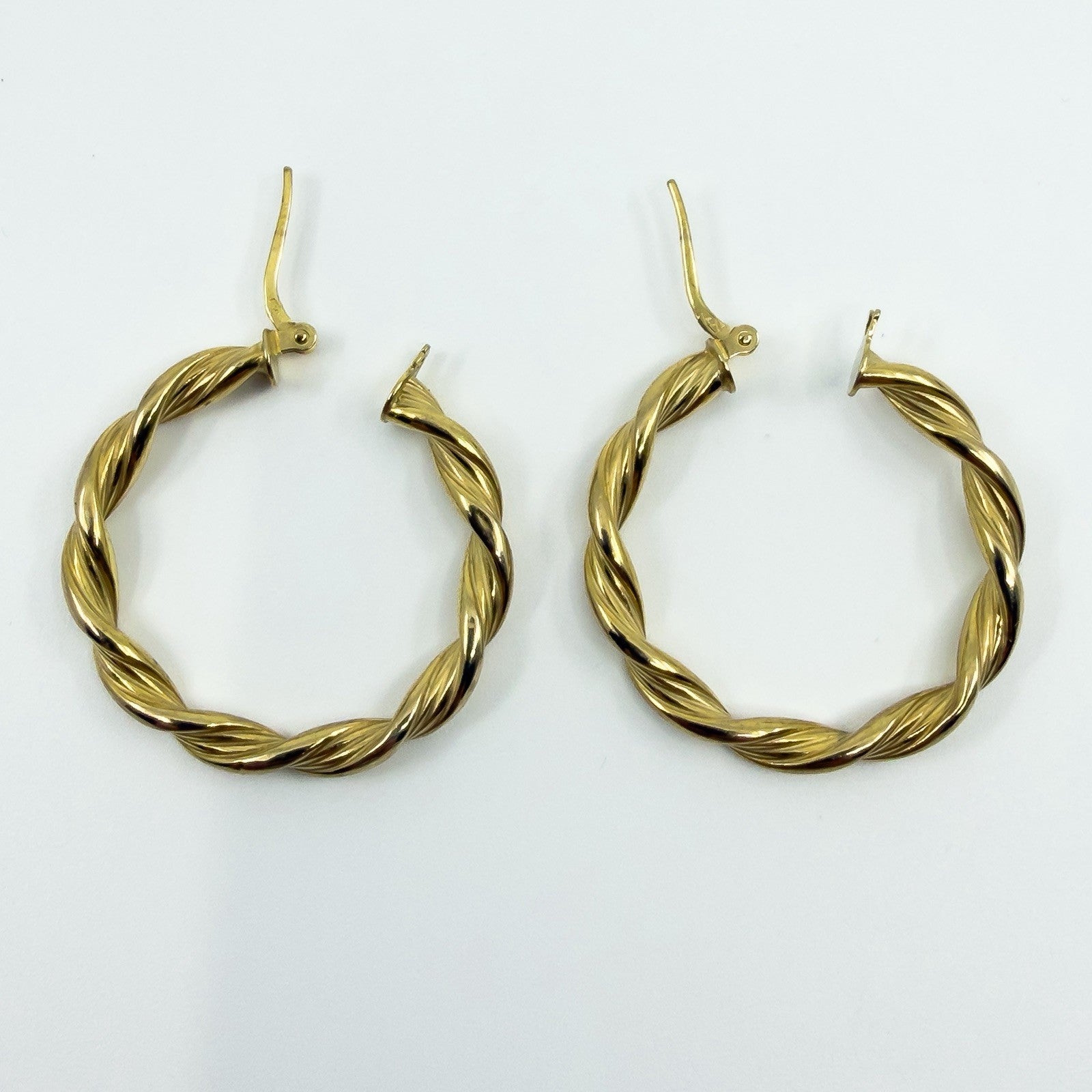Large Vintage Twisted 9ct Gold Hoop Earrings 375