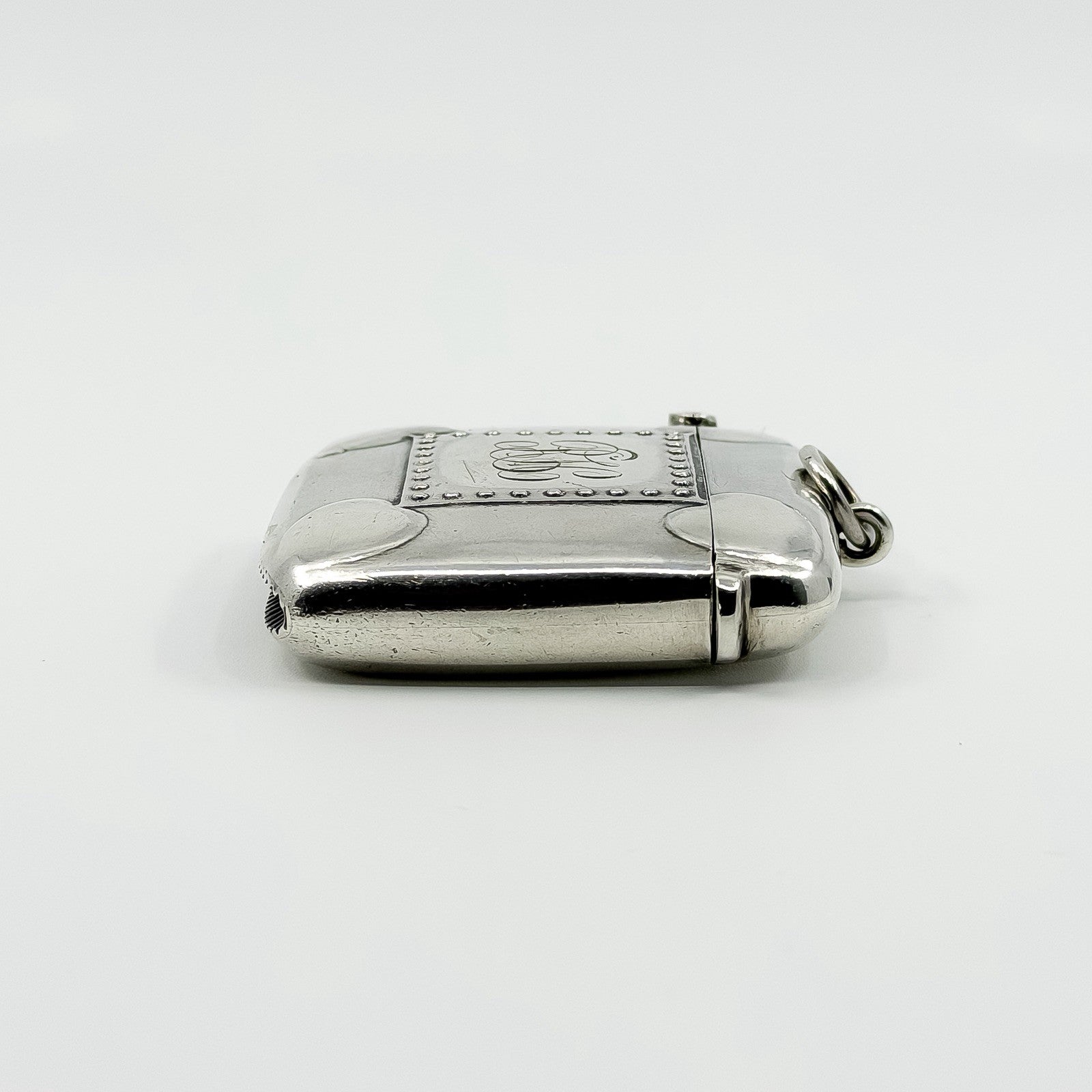 Large Antique 1904 Sterling Silver Reversible Vesta Case Engraved Locket 925