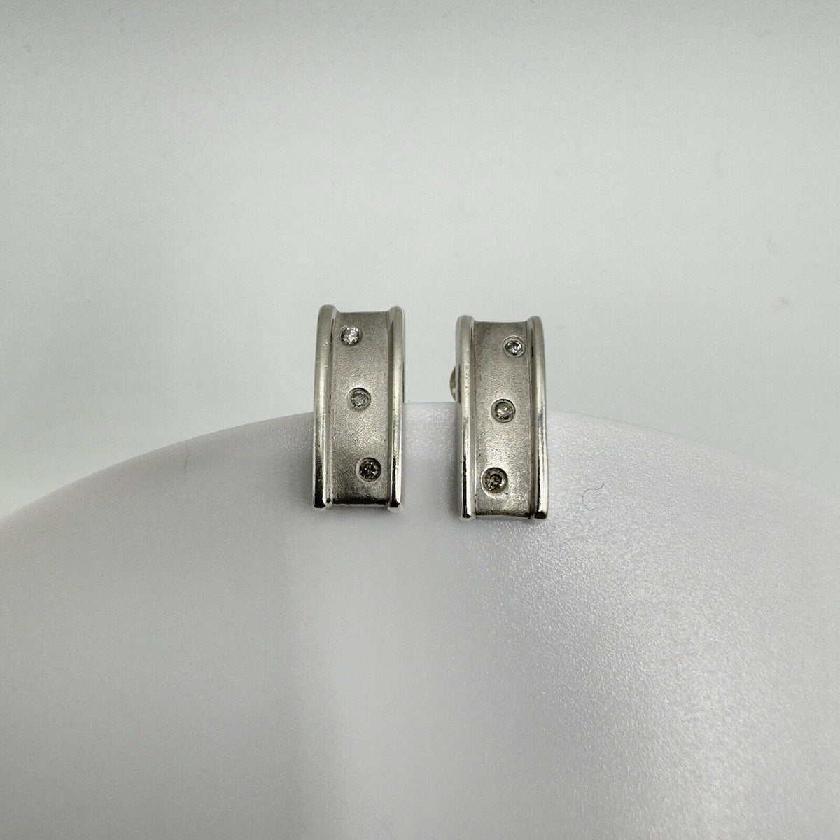 0.06ct Diamond Stud Bar Drop Earrings on Sterling Silver 925