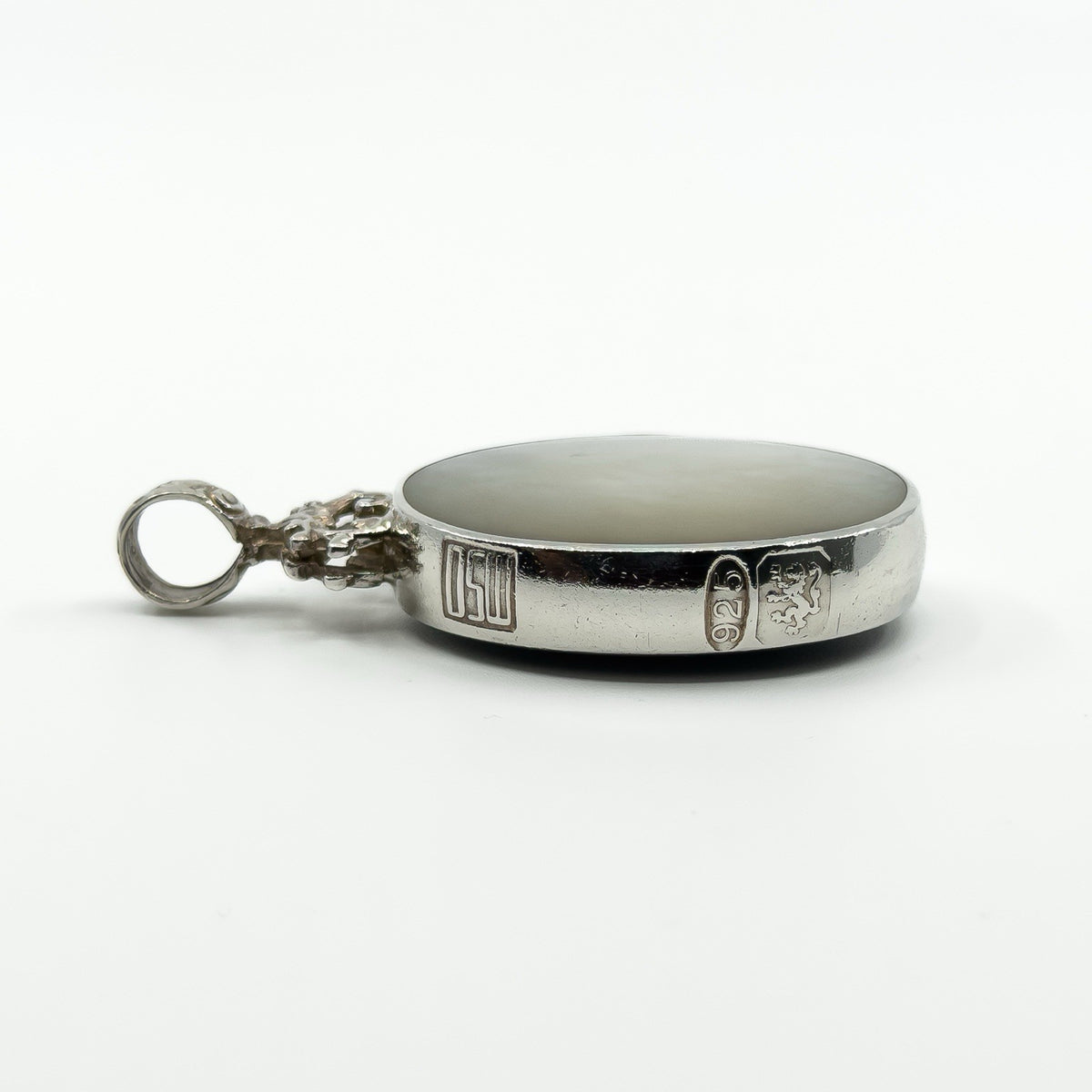 Chunky Vintage Double Sided Black Onyx & MOP Pendant 925 by David Scott Walker