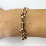Antique Chunky 9ct Rose Gold Oval Links Bracelet 8" inch