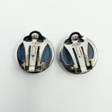Vintage Sterling Silver Jasper Ware Blue Cameo Clip on Earrings 925