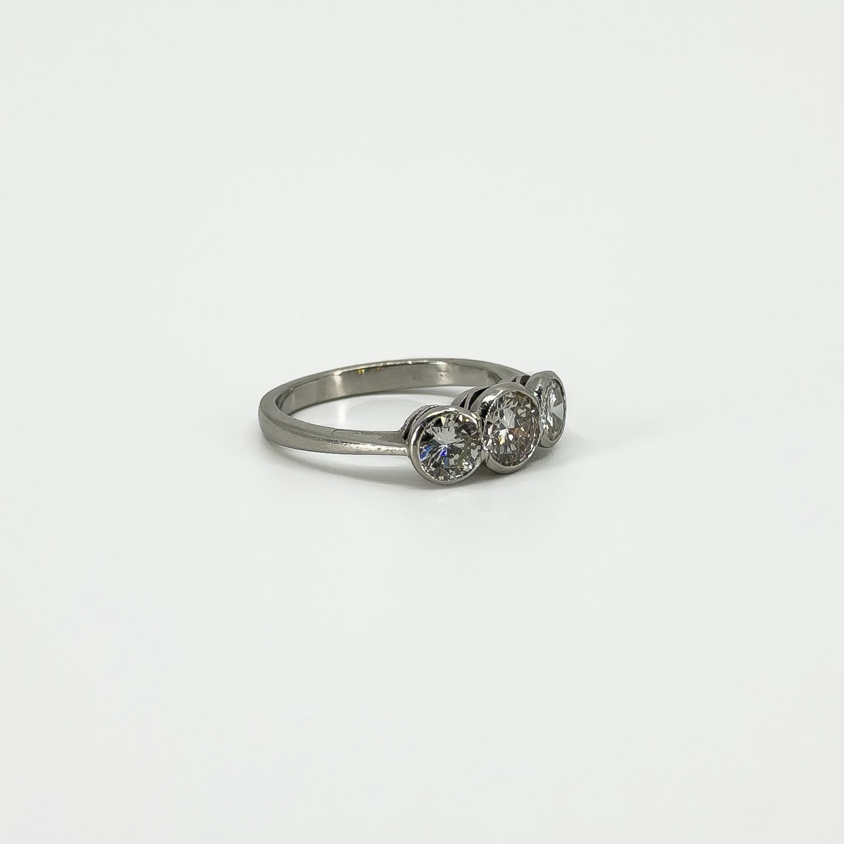 Vintage Platinum 1.60ct Diamond Trilogy Ring 950 Size L