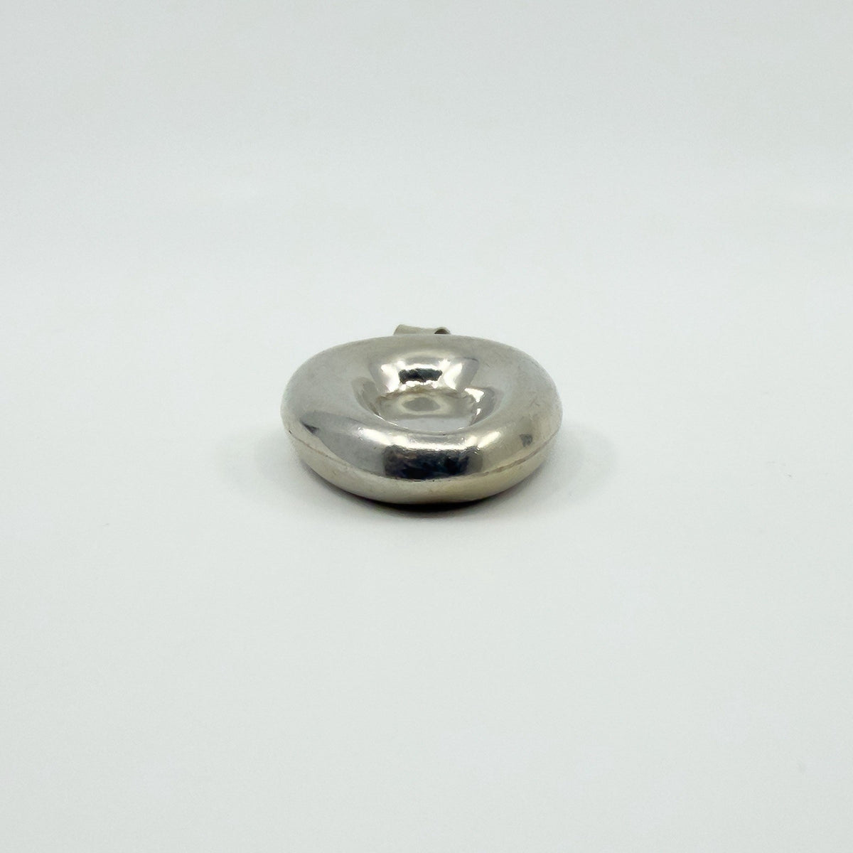 Unusual Chunky Vintage Sterling Silver Oval Perfume / Poison Bottle Pendant 925