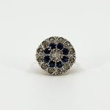 Antique Edwardian 14ct Gold Rose Cut Diamond & Sapphire Bombe Ring 585 Size O P