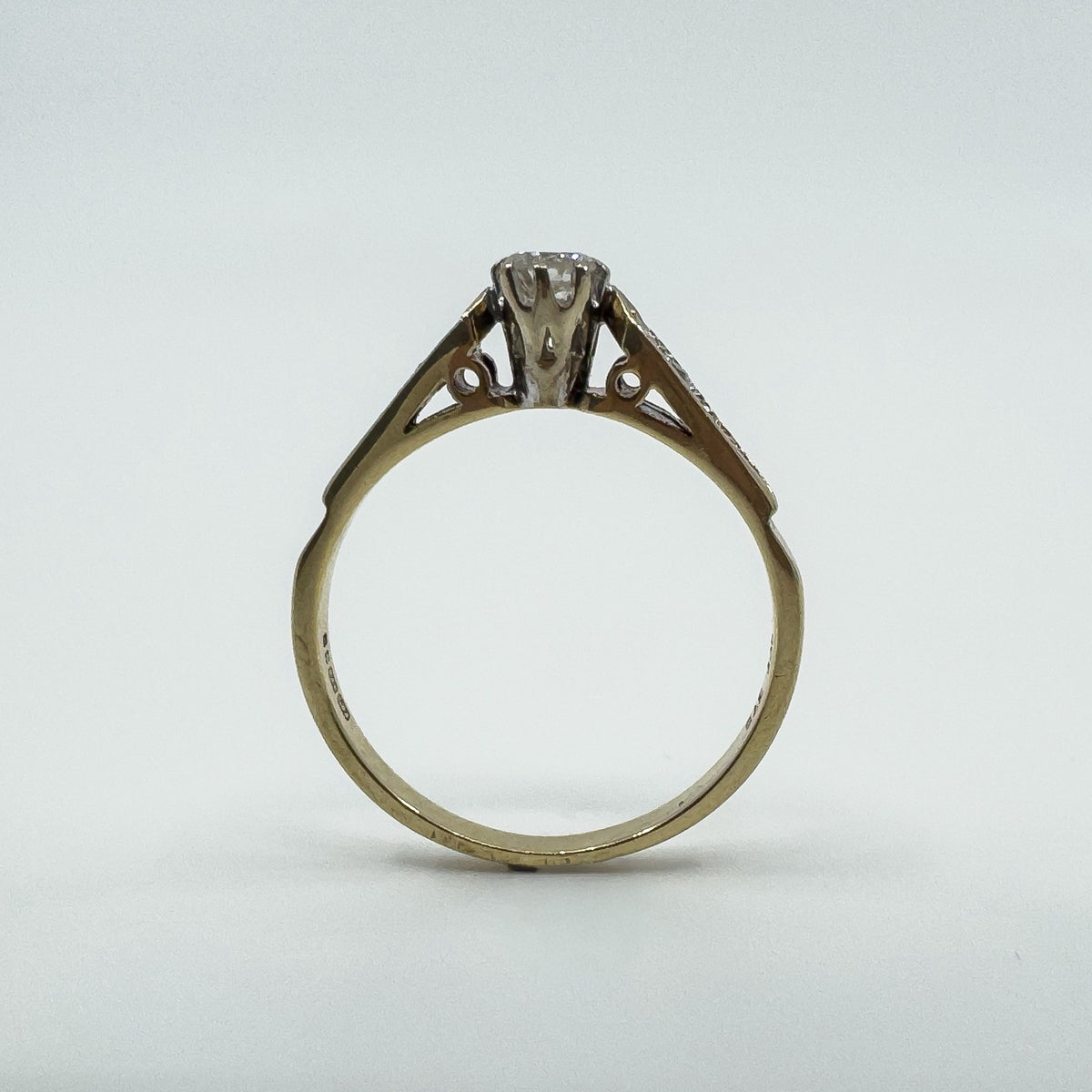 Vintage 9ct Gold 0.20ct Diamond Solitaire Ring 375 Size M Engagement 1989