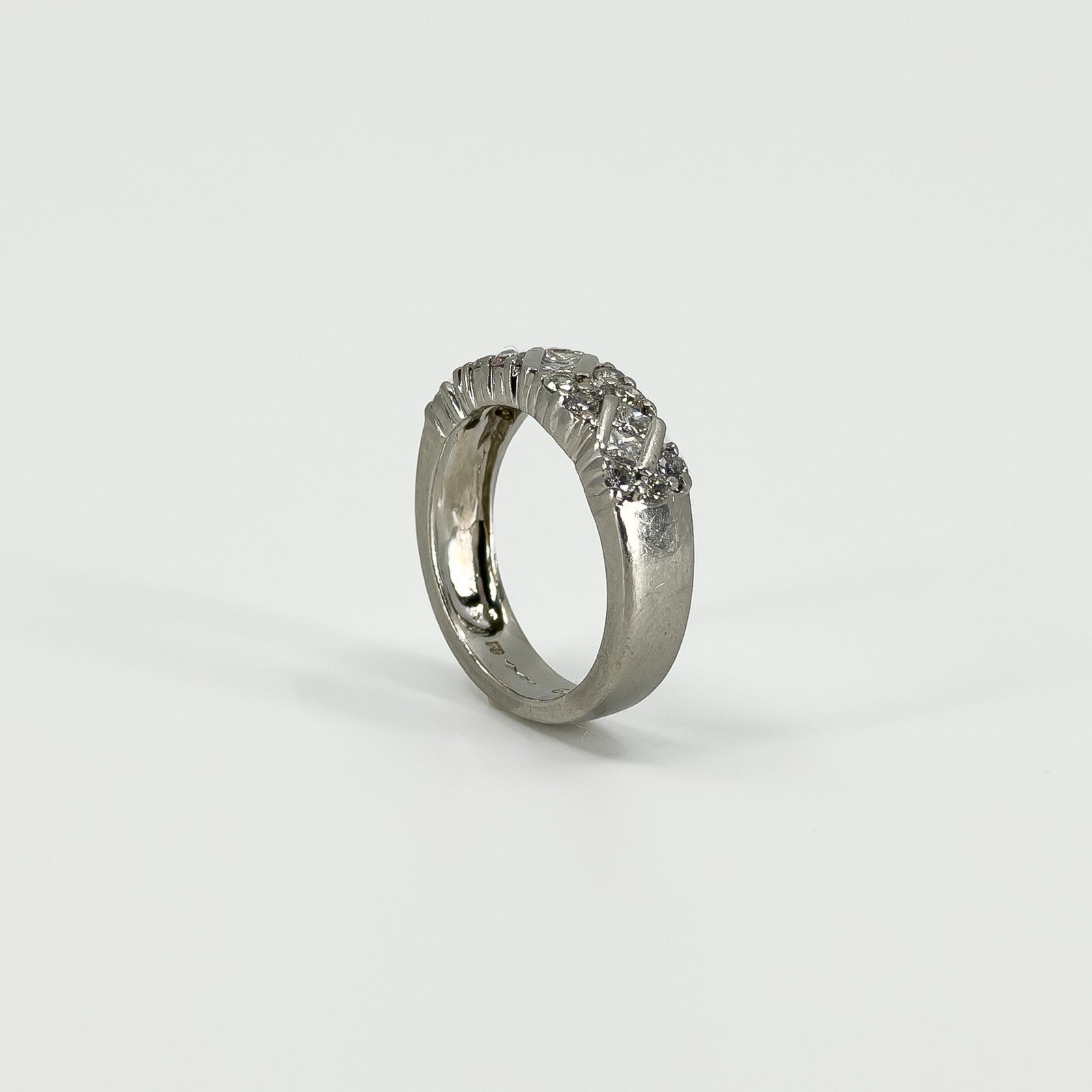 Wide Chunky Platinum Diamond Band / Ring 950 Size L - M
