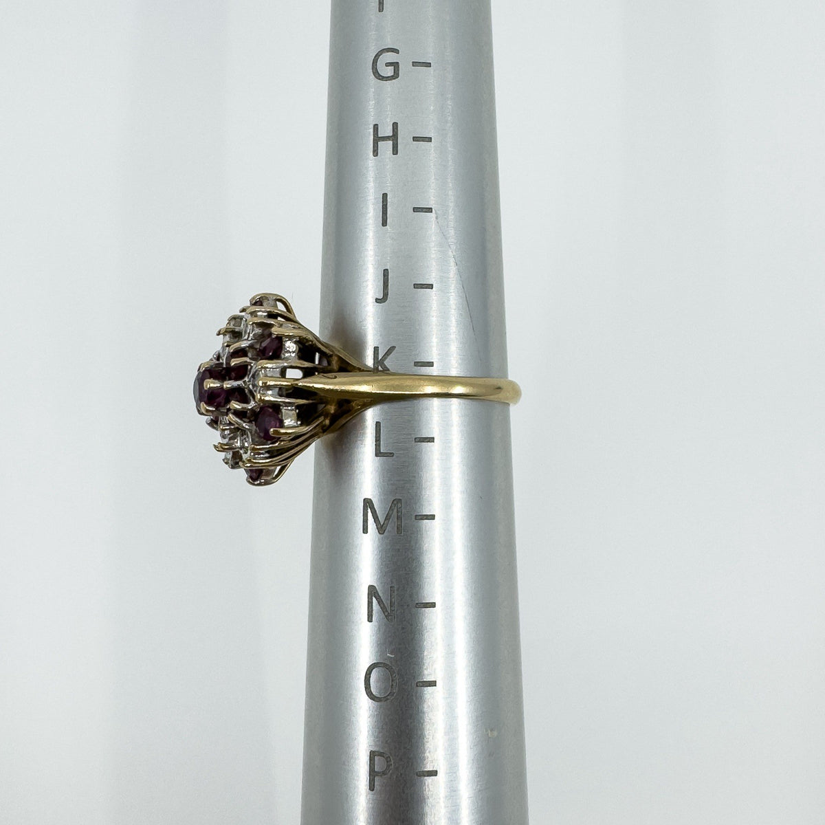 Vintage 9ct Gold 0.81ct Ruby & Diamond Cluster Cocktail Ring 375 Size K