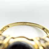 Huge Vintage 9ct Gold Chunky Smokey Quartz Trilogy Size T - U